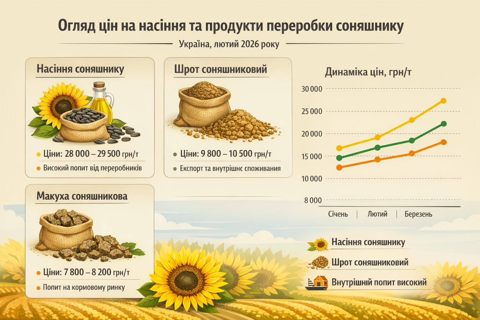 Price Review of Sunflower Seed, Sunflower Meal and Sunflower Cake. Ukraine Market – February 2026 Price Review of Sunflower Seed, Sunflower Meal and Sunflower Cake. Ukraine Market – February 2026