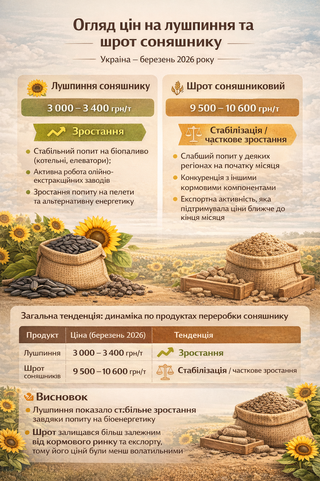 🌻Огляд цін на лушпиння та шрот соняшнику
